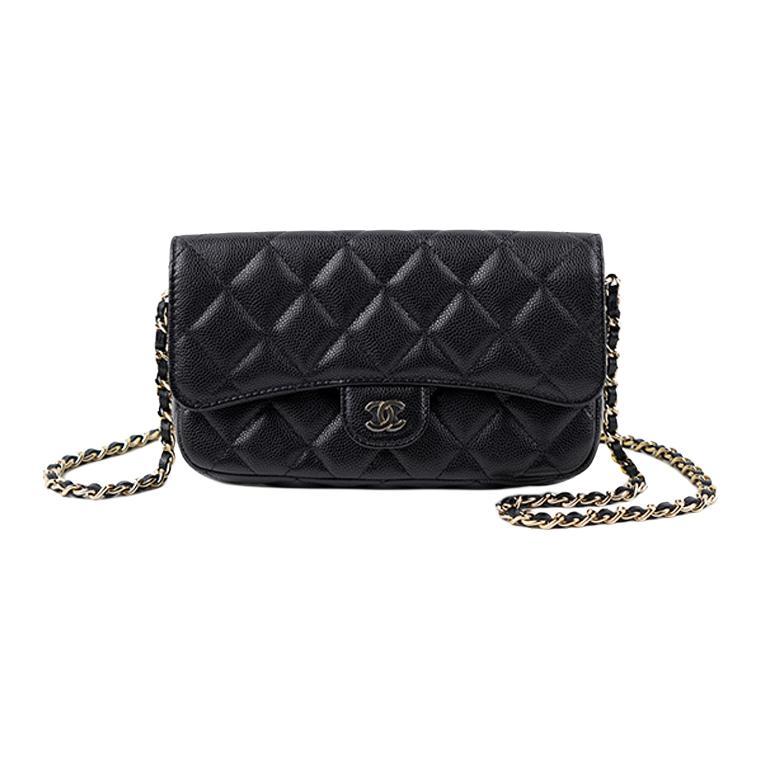 Chanel Chanel Cow Leather 3 in 1 Cell Phone Pouch Shoulder Bag Crossbody Bag Regular Women's Black