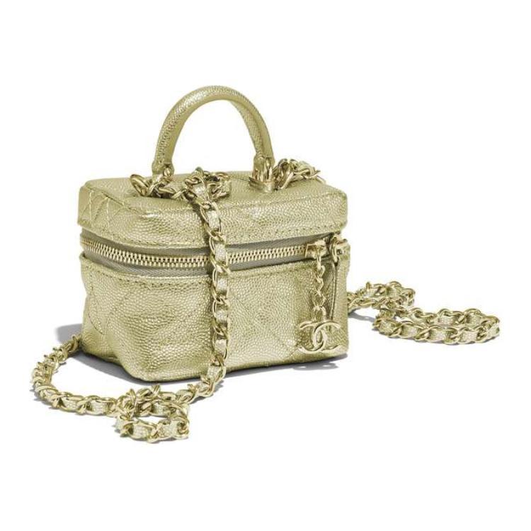 Chanel Chanel Leather Box Bag Handbag Shoulder Bag Crossbody Bag Small Size Women's Gold