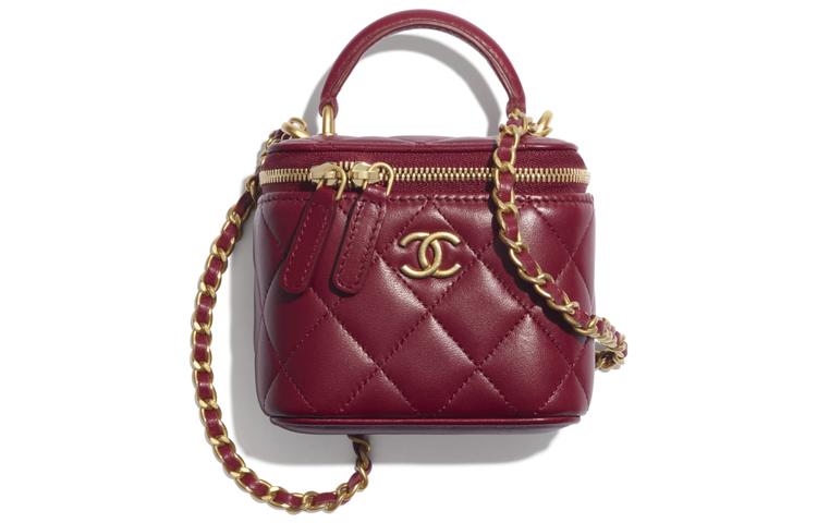 Chanel Chanel Lambskin Box Bag Shoulder Bag Crossbody Bag Women's Burgundy