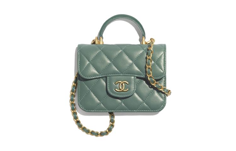 Chanel Chanel 21B Fall Sheepskin Coin Purse Shoulder Bag Crossbody Bag Regular Women's Green