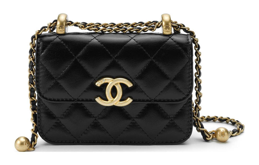 Chanel Chanel WOC Calfskin With Metal Wealth Bag Coin Purses Shoulder Bag Crossbody Bag Small Size Women's Black