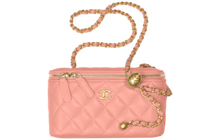 Chanel Chanel Little Golden Ball Sheepskin Long Box Bag Shoulder Bag Clutch Crossbody Bag Regular Women's Dry Rose Pink Color