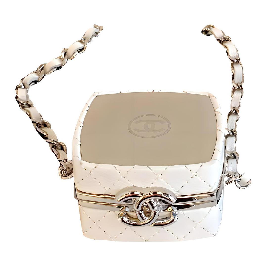 Chanel Chanel Lambskin Powder Bag, Makeup Box Bag, Crossbody Bag, Shoulder Bag Women's White/Silver