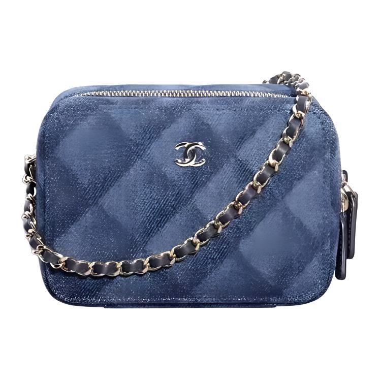 Chanel Chanel 22BFW Denim One Shoulder Crossbody Clutches Women's Dark Blue