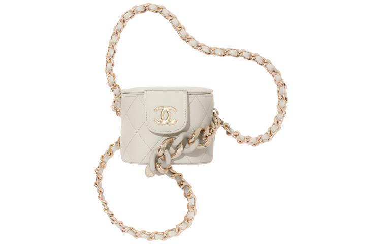 Chanel Chanel 22c Early Spring Leather Coin Purse Women's Light Gray