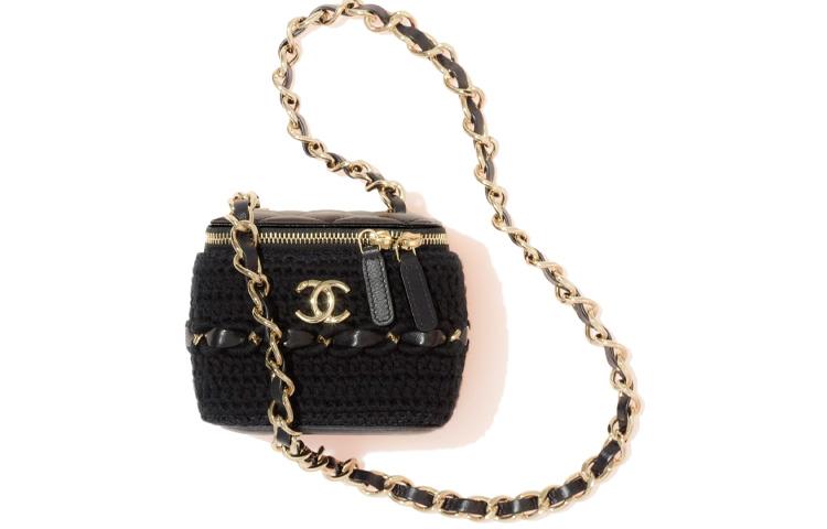 Chanel Chanel 22c Early Spring Sheepskin Box Bag Makeup Bags Shoulder Bag Crossbody Bag Small Size Women's Black