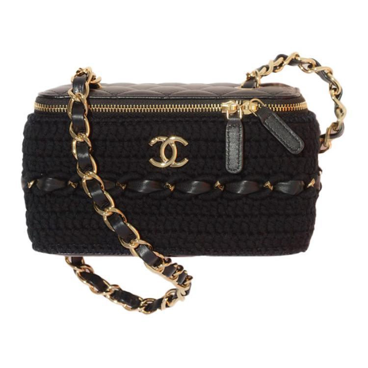 Chanel Chanel 22c Early Spring Sheepskin Box Bag Makeup Bag Shoulder Bag Crossbody Bag Large Size Women's Black