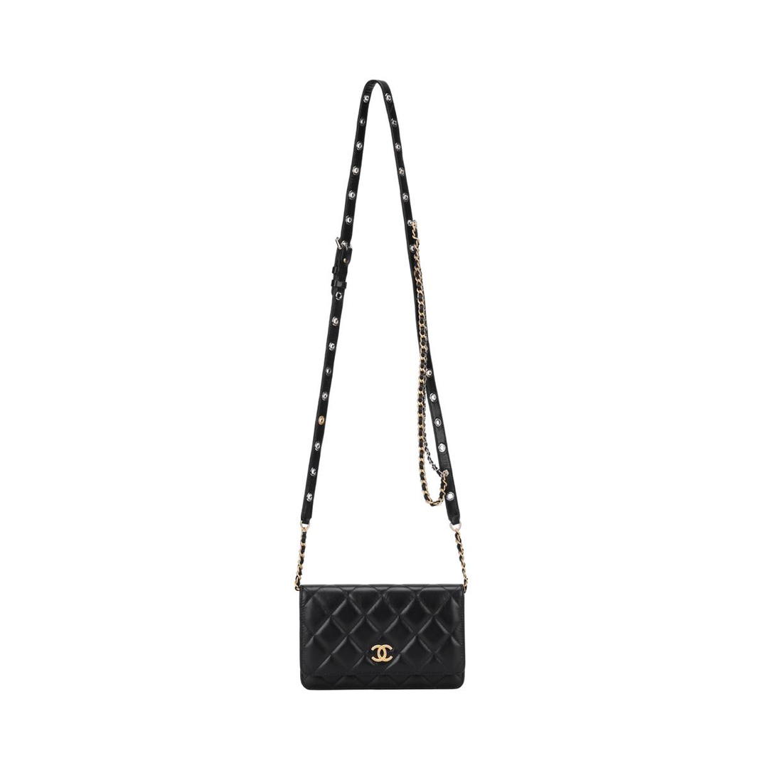 Chanel Chanel Sheepskin Wallet Crossbody Bag Regular Women's Black