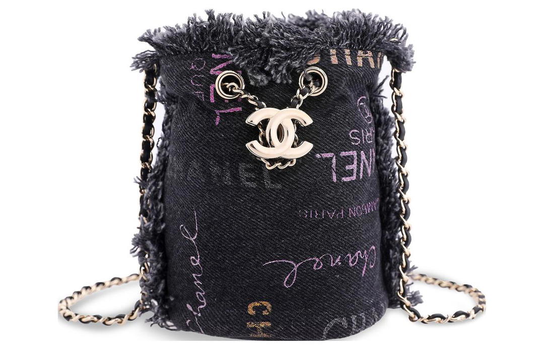 Chanel Chanel Denim Bucket Bags Crossbody Bag Shoulder Bag Women's Black