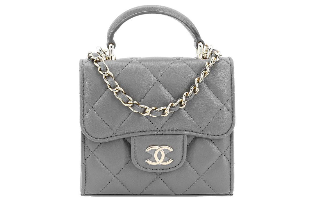 Chanel Chanel Lambskin Clutches Handbags Mini Women's Gray