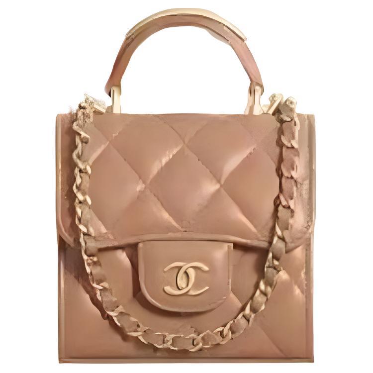 Chanel Chanel Lambskin Handbag Shoulder Bag Women's Brown