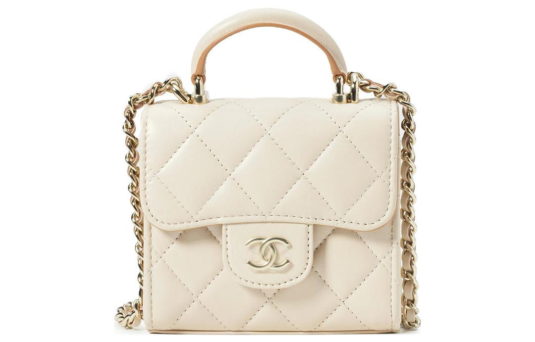 Chanel Chanel Sheepskin Shoulder Bag Crossbody Bag Women's Beige & Brown