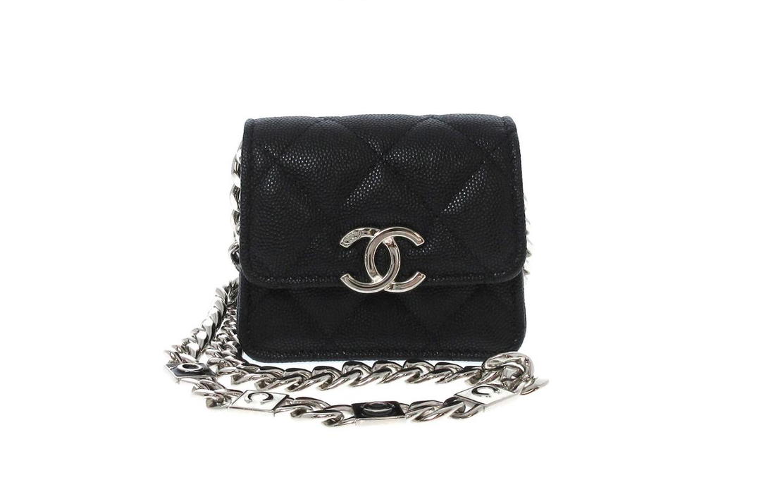 Chanel Chanel Shiny Grain Embossed Calfskin Shoulder Bag, Crossbody Bag, Clutch Regular Women's Black