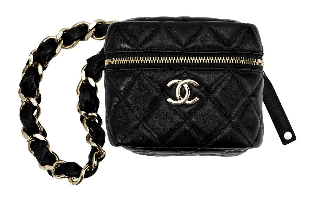 Chanel Chanel Sheepskin Box Bag Mesh Bag Handbag Regular Women's Black