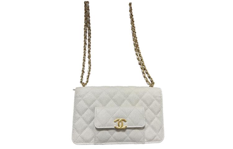 Chanel Chanel WOC Leather 2-in-1 Pocket Bag Chain Shoulder Bag Crossbody Bag Regular Women's White