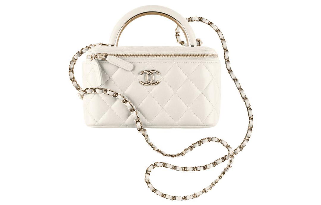 Chanel Chanel Lambskin Makeup Box Shoulder Bag Crossbody Bag Handbag Women's White