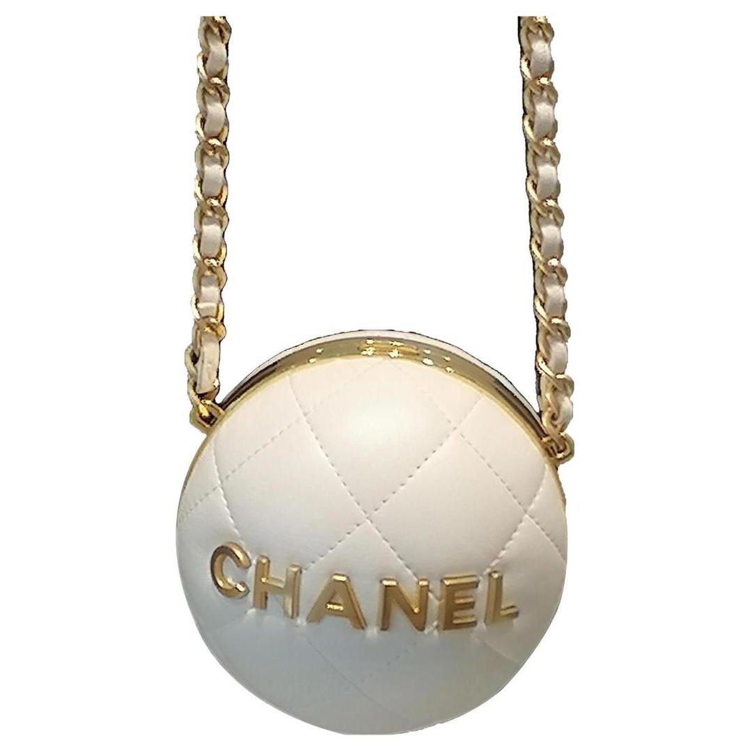 Chanel Chanel 22A Early Autumn Sheepskin Round Ball Bag, Evening Bag, Handbag, Crossbody Bag Women's White