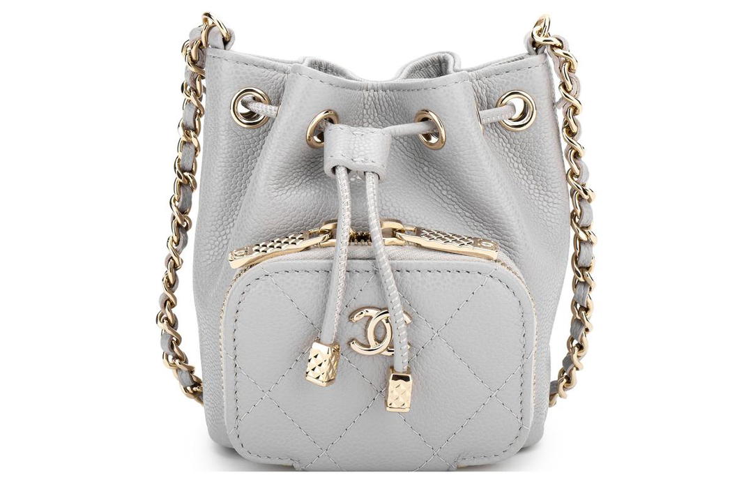 Chanel Chanel 22BFW Grained Embossed Cow Leather Bucket Bags Shoulder Bag Crossbody Bag Extra Mini Women's Gray