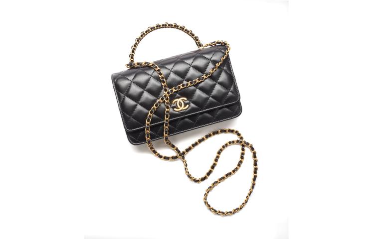 Chanel Chanel Sheepskin With Gold Metal Kelly Bag Handbag Shoulder Crossbody Bag Wallet Regular Women's Black