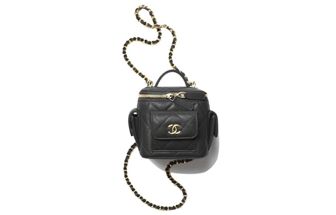 Chanel Chanel 22K Autumn And Winter Sheepskin Shoulder Bag Crossbody Bag Makeup Bags Women's Black