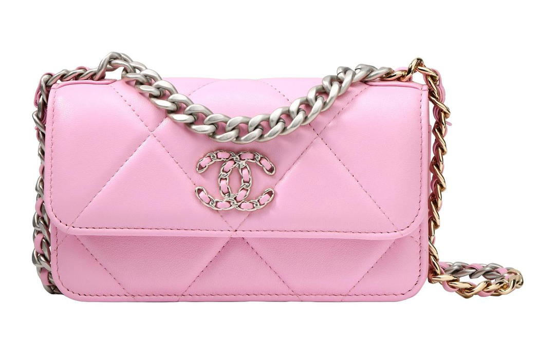 Chanel Chanel 19Bag Shiny Lambskin Shoulder Bag Crossbody Bag Women's Pink