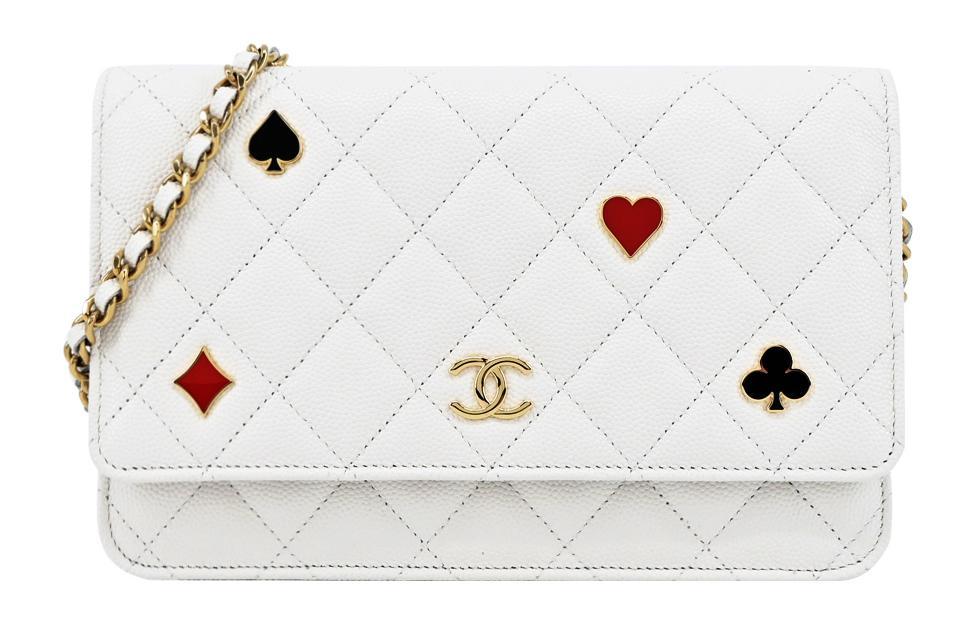 Chanel Chanel WOC Grained Cow Leather Wallets Shoulder Bag Crossbody Bag Women's White