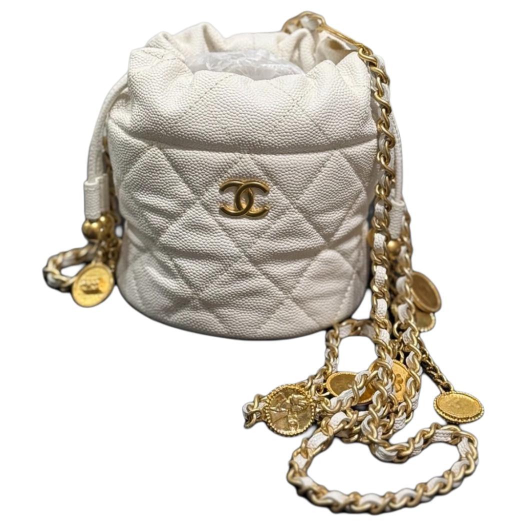 Chanel Chanel Cow Leather Crossbody Bag Women's White