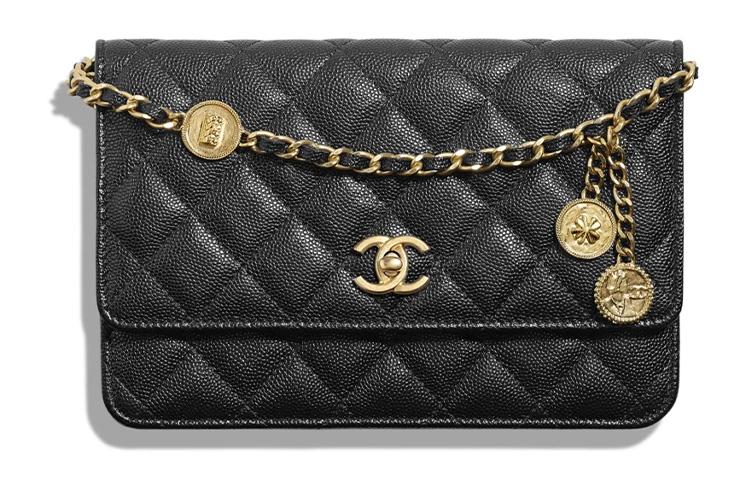 Chanel Chanel Gold Coin Chain Black Wallet On Chain Black