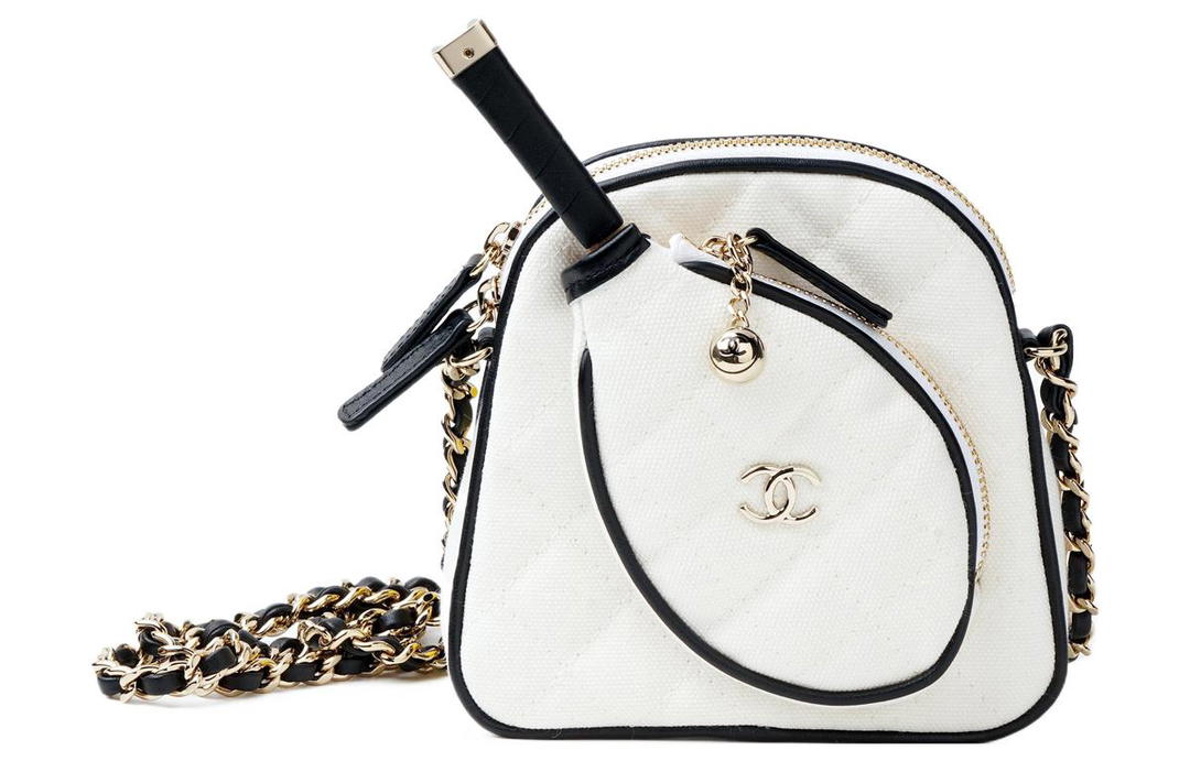 Chanel Chanel Cotton Canvas With Calfskin Canvas Bag One Shoulder Crossbody Clutch Women's White