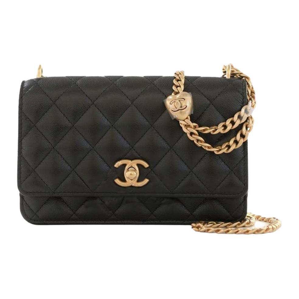 Chanel Chanel Grained Calfskin Shoulder Bag Crossbody Bag Women's Black