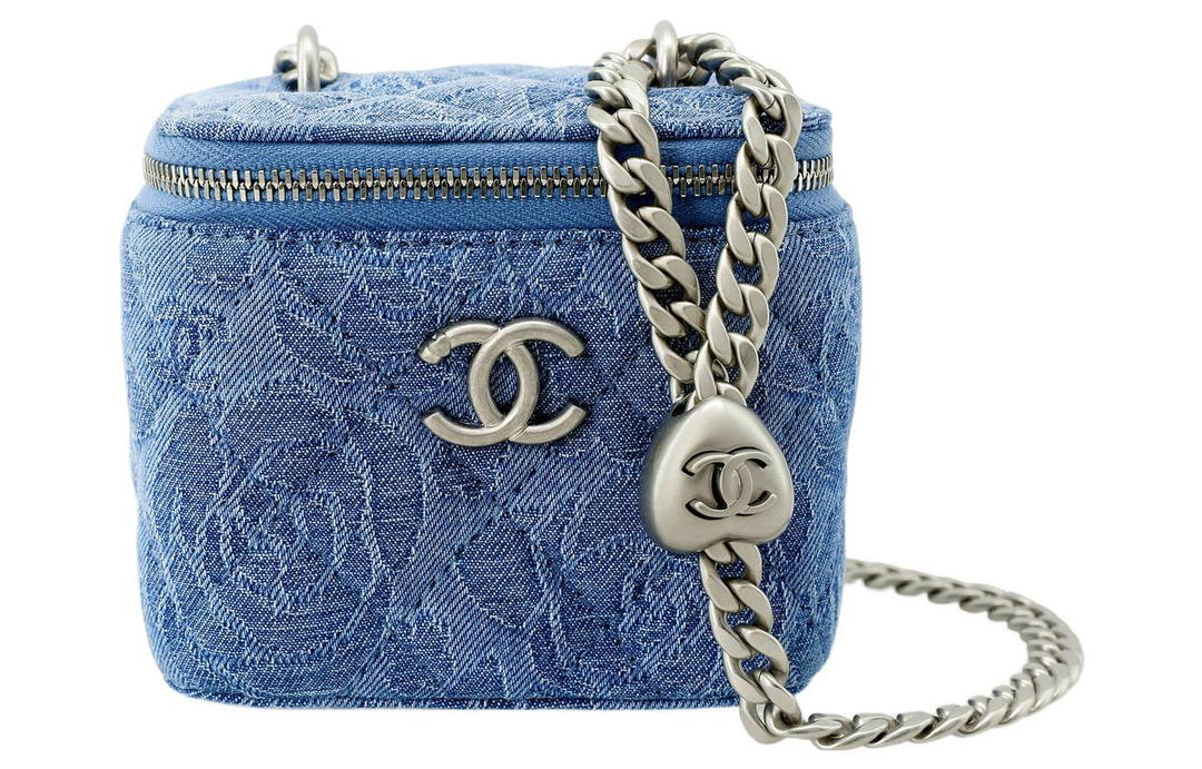 Chanel Chanel 23P SS Denim Box Bag Square Box Shoulder Bag Crossbody Bag Small Size Women's Blue