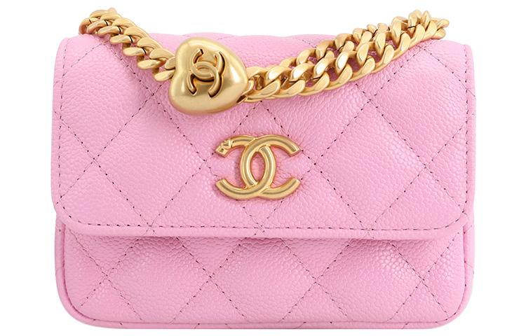 Chanel Chanel Grain Embossed Cow Leather Small Waste Bag Shoulder Bag Crossbody Bag Regular Women's Pink