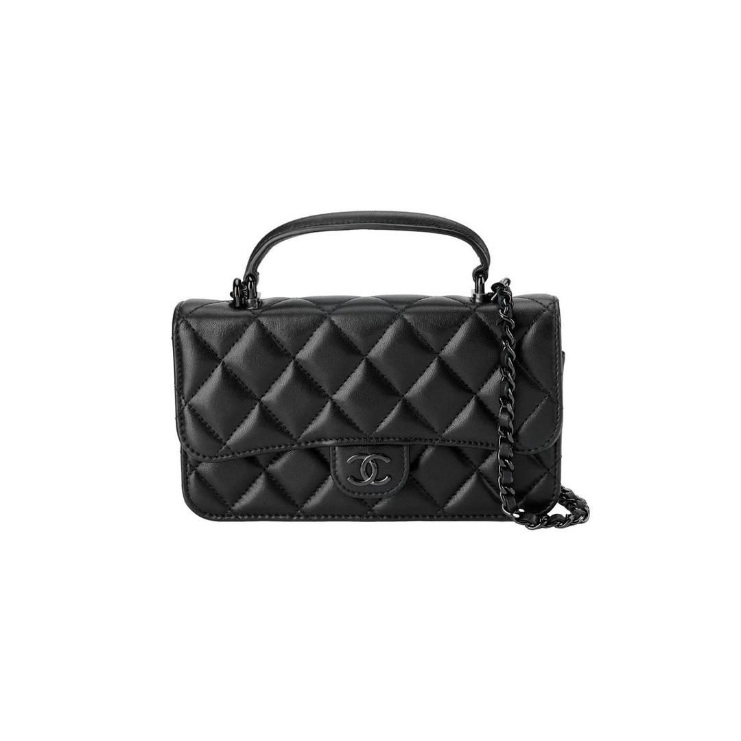 Chanel Chanel Leather Handbag Shoulder Bag Crossbody Bag Women's Black