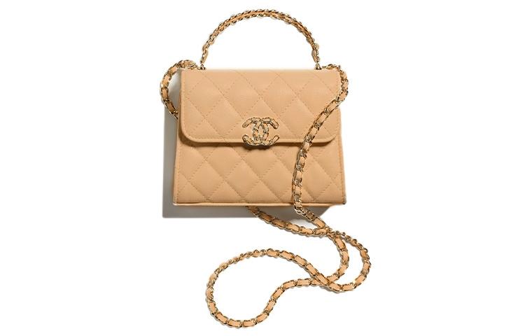 Chanel Chanel 23P SS Cow Leather Mouth Cover Bag Shoulder Bag Crossbody Bag Handbag Regular Women's Caramel