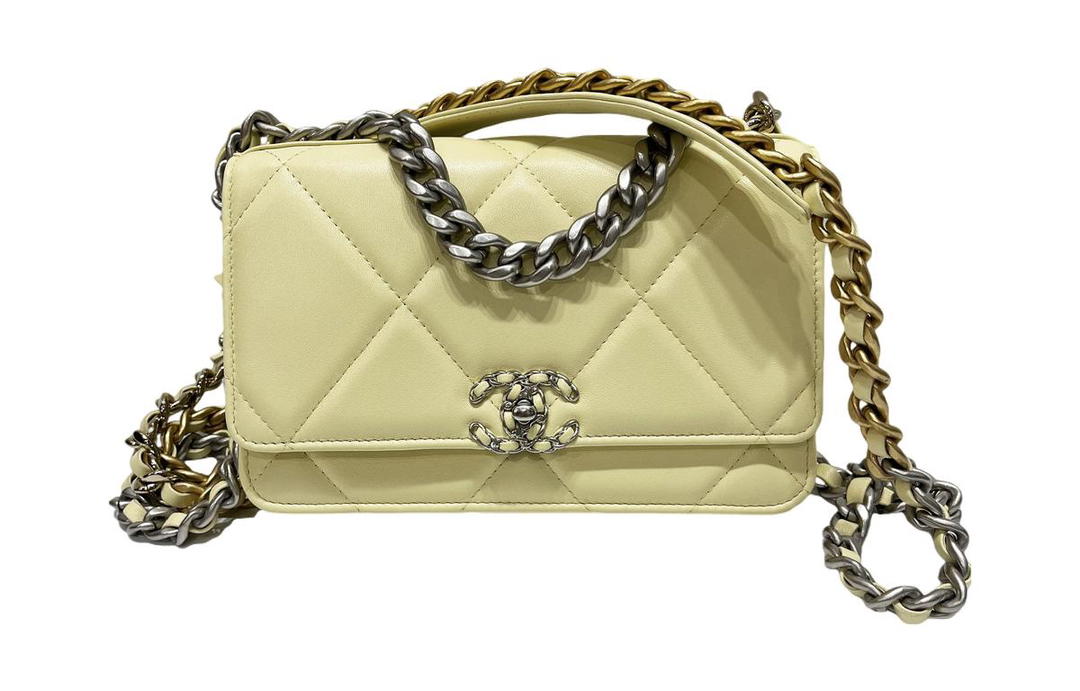 Chanel Chanel 19BagWOC Sheepskin Shoulder Bag Crossbody Bag Wallets Women's Light Yellow