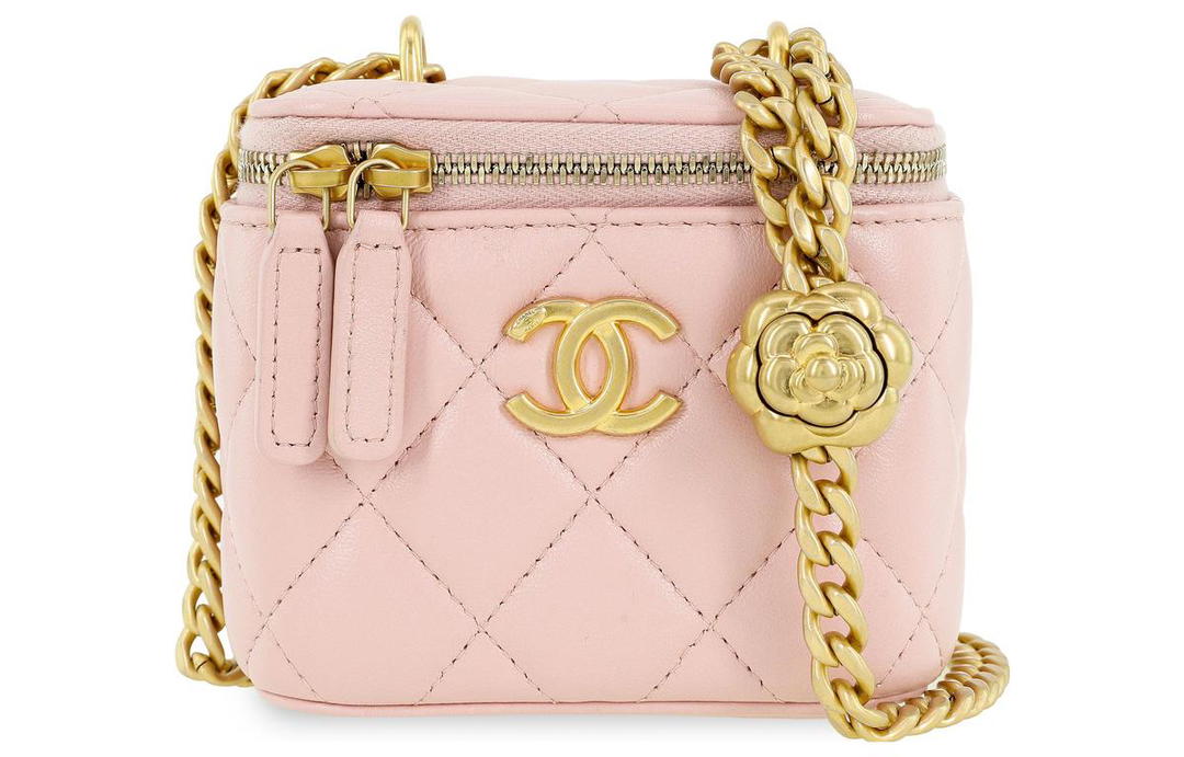 Chanel Chanel Sheepskin Square Box Shoulder Bag Crossbody Bag Small Size Women's Pink