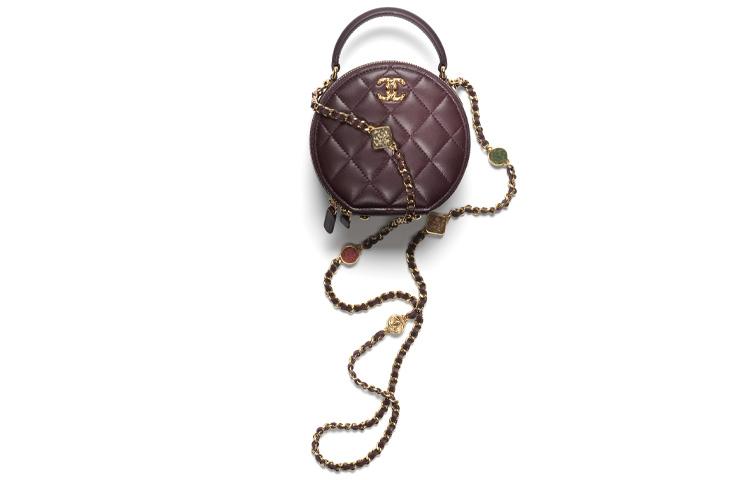 Chanel Chanel Lambskin Shoulder Bag Crossbody Bag Handbag Women's Dark Purple