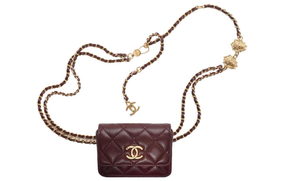 Chanel Chanel Sheepskin Fanny Pack Women's Burgundy