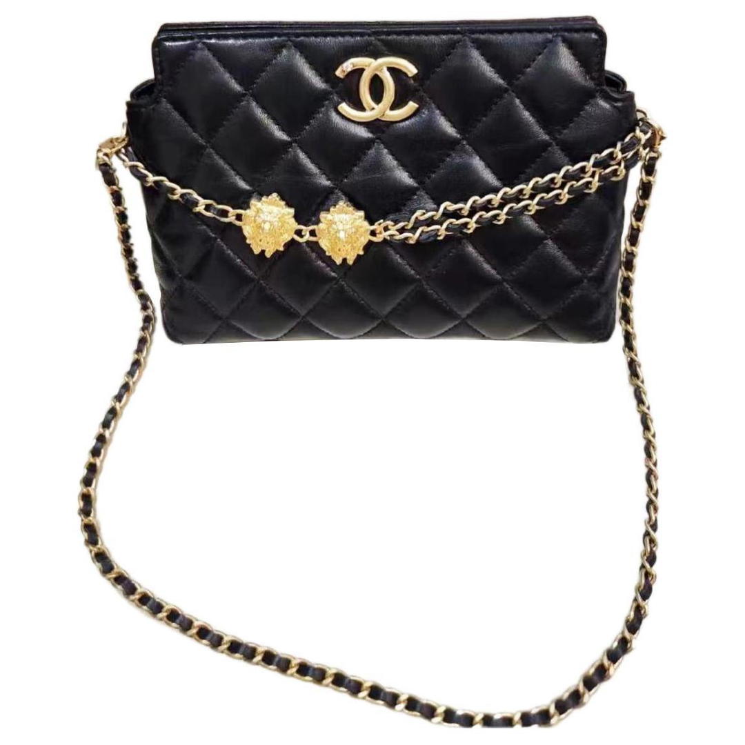 Chanel Chanel Sheepskin Shoulder Bag Crossbody Bag Women's Black