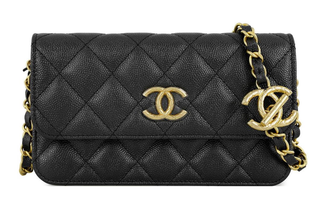 Chanel Chanel Grained Calfskin Shoulder Bag Crossbody Bag Women's Black