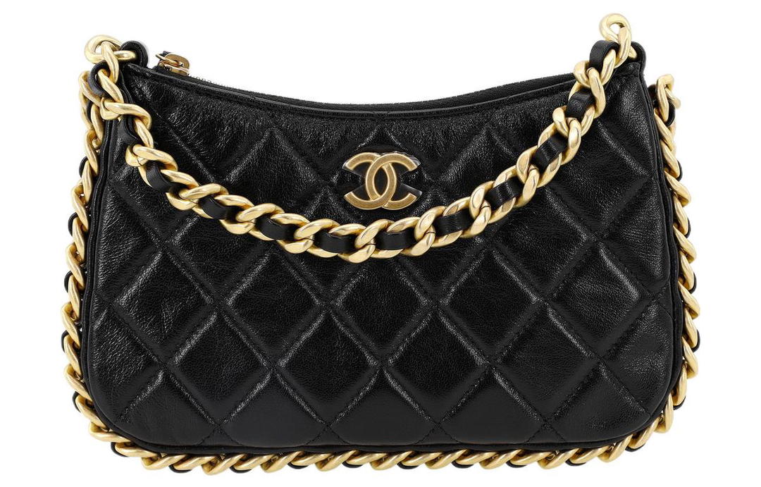 Chanel Chanel Lambskin Hobo Bag Handheld Handbag Shoulder Bag Crossbody Bag Small Size Women's Black