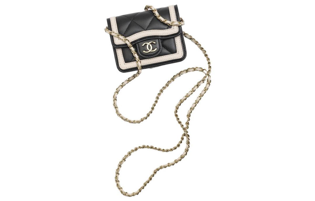 Chanel Chanel Lambskin Shoulder Bag Crossbody Bag Mini Women's Black/Beige