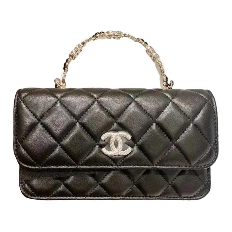 Chanel Chanel WOC Lambskin Cell Phone Pouch Flap Bag Shoulder Bag Crossbody Bag Mini Women's Black