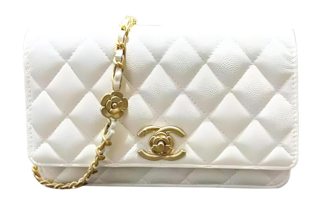 Chanel Chanel WOC Embossed Calfskin With Grains Wallets Shoulder Bag Crossbody Bag Women's White