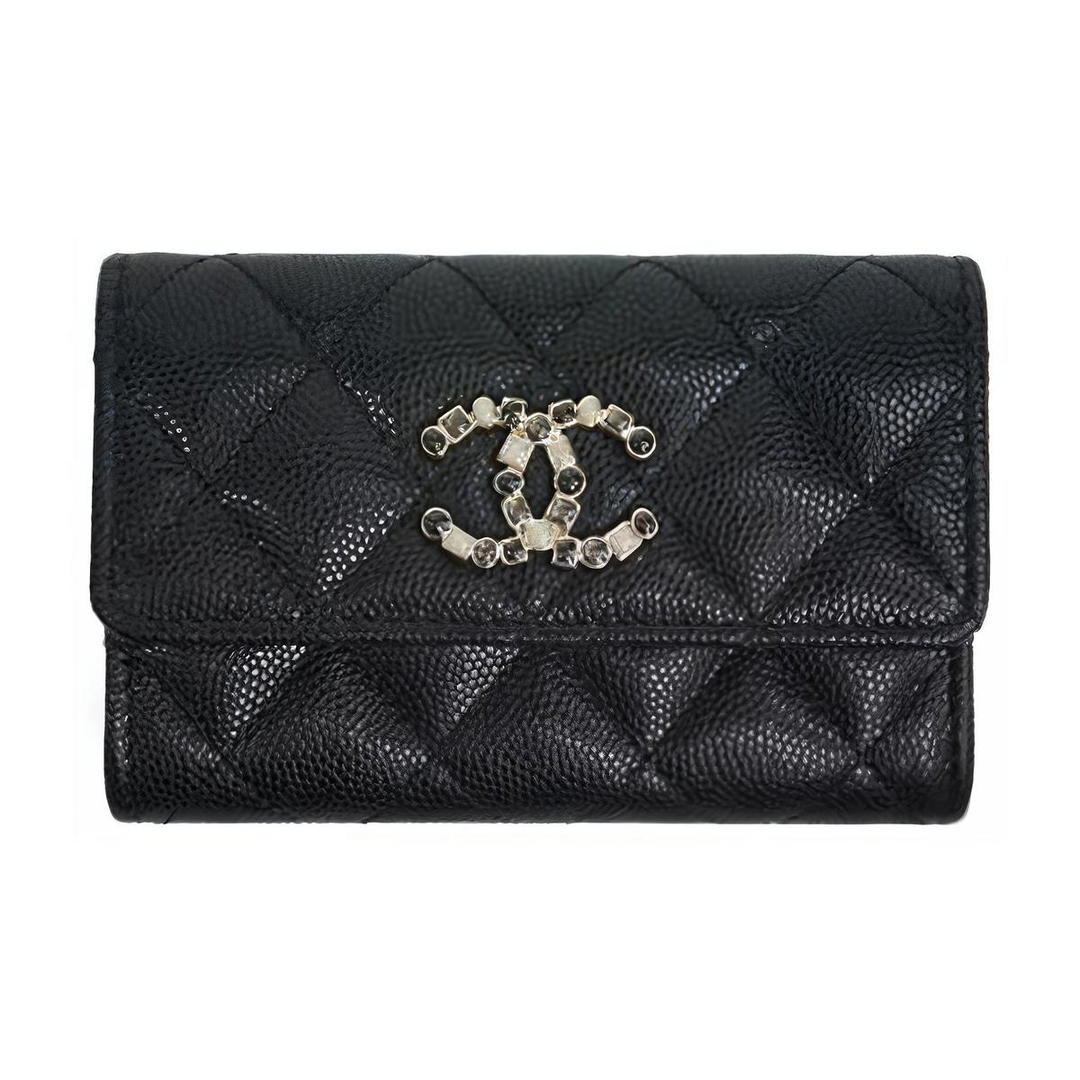 Chanel Chanel Embossed Calfskin With Grains Card Holder Women's Black