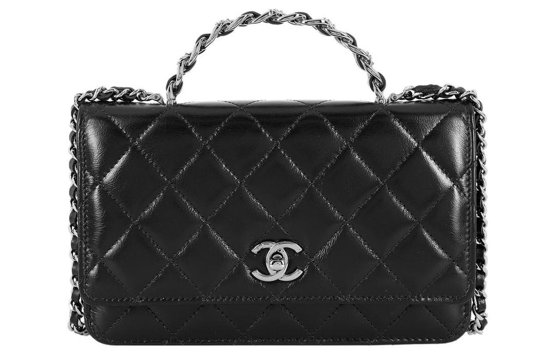 Chanel Chanel Bright Wrinkled Calfskin Shoulder Bag Crossbody Bag Handbag Regular Women's Black