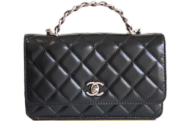 Chanel Chanel Bright Wrinkled Calfskin Shoulder Bag Crossbody Bag Handbag Regular Women's Black