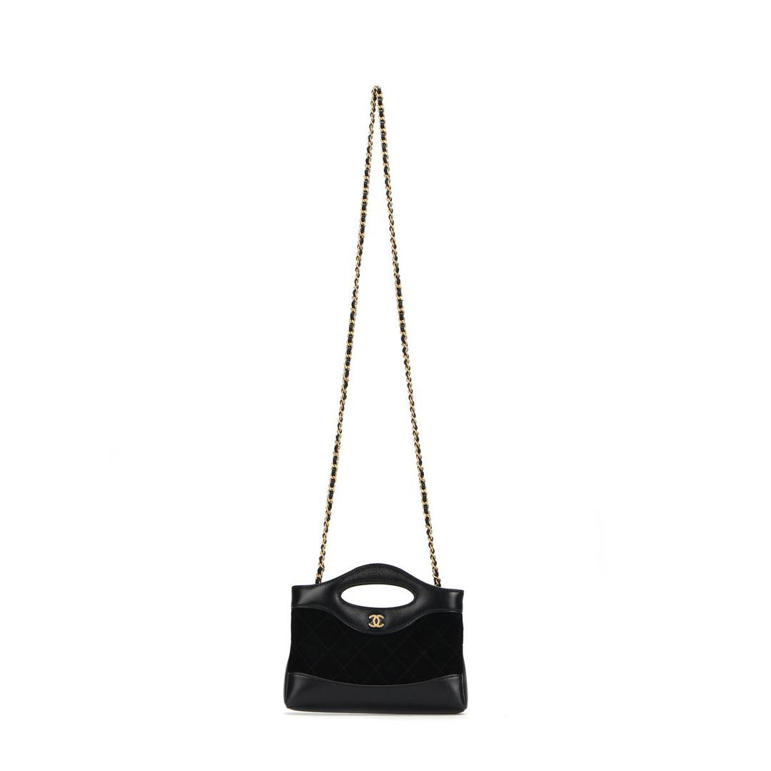 Chanel Chanel Lambskin Suede Handbag Shoulder Bag Crossbody Bag Women's Black