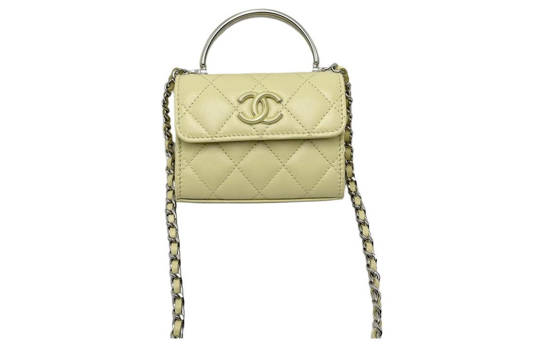 Chanel Chanel Lambskin Handbag Shoulder Bag Women's Yellow