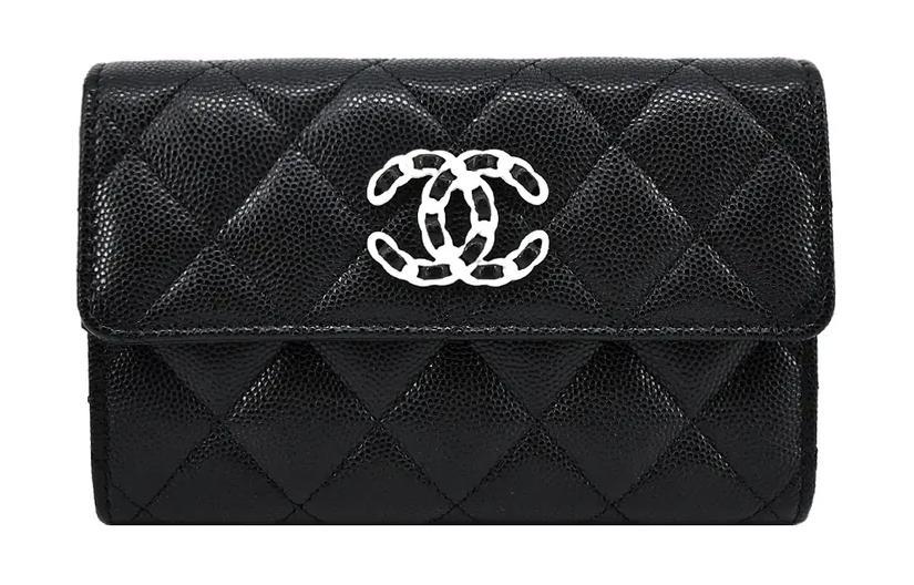 Chanel Chanel Calfskin Wallet Women's Black